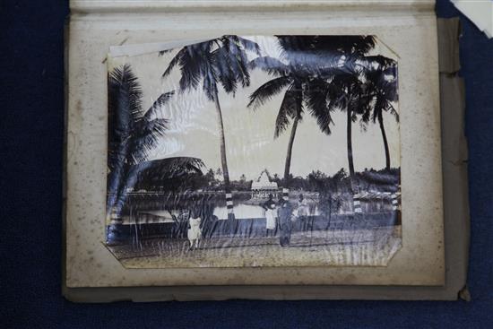 A late 19th century Anglo-Indian photograph album, album 14.75 x 11.5in.